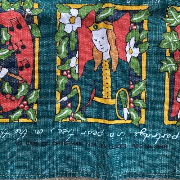 Ulster 100% Irish Linen Christmas Themed Tea Towel 12 Days Of Christmas Ireland - Picture 3 of 8